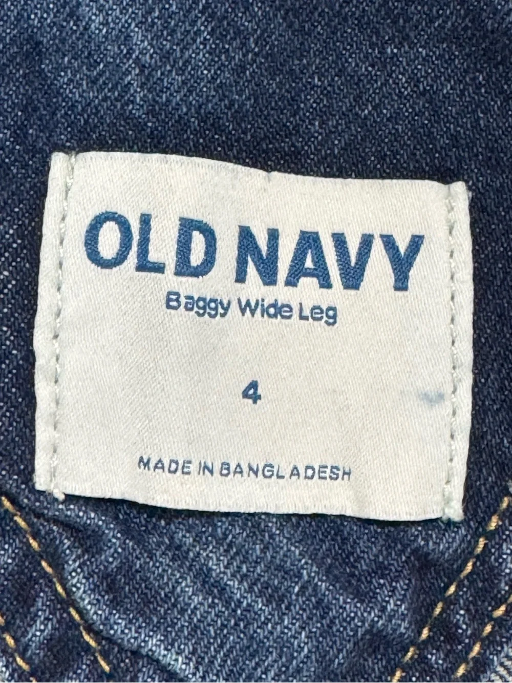 Old Navy Baggy Wide Leg Bib Overalls Women 4 Blue Double Knee Medium Wash Denim
